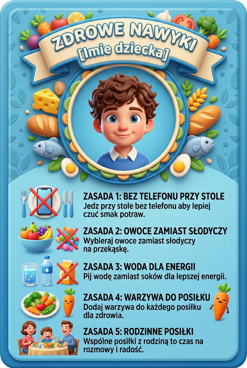 Magnes na lodówkę ze spersonalizowaną grafiką zdrowych nawyków