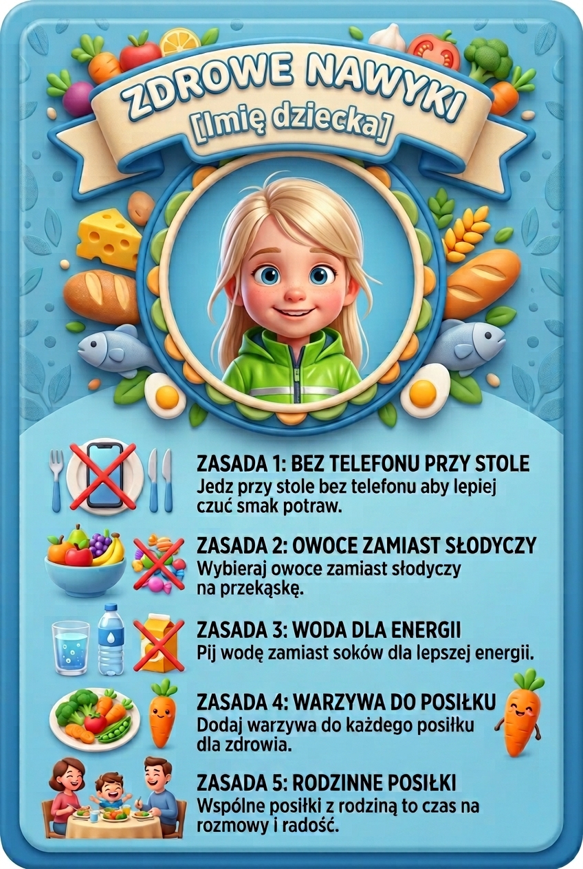 Ten sam magnes ze zdrowymi nawykami dla dziewczynki